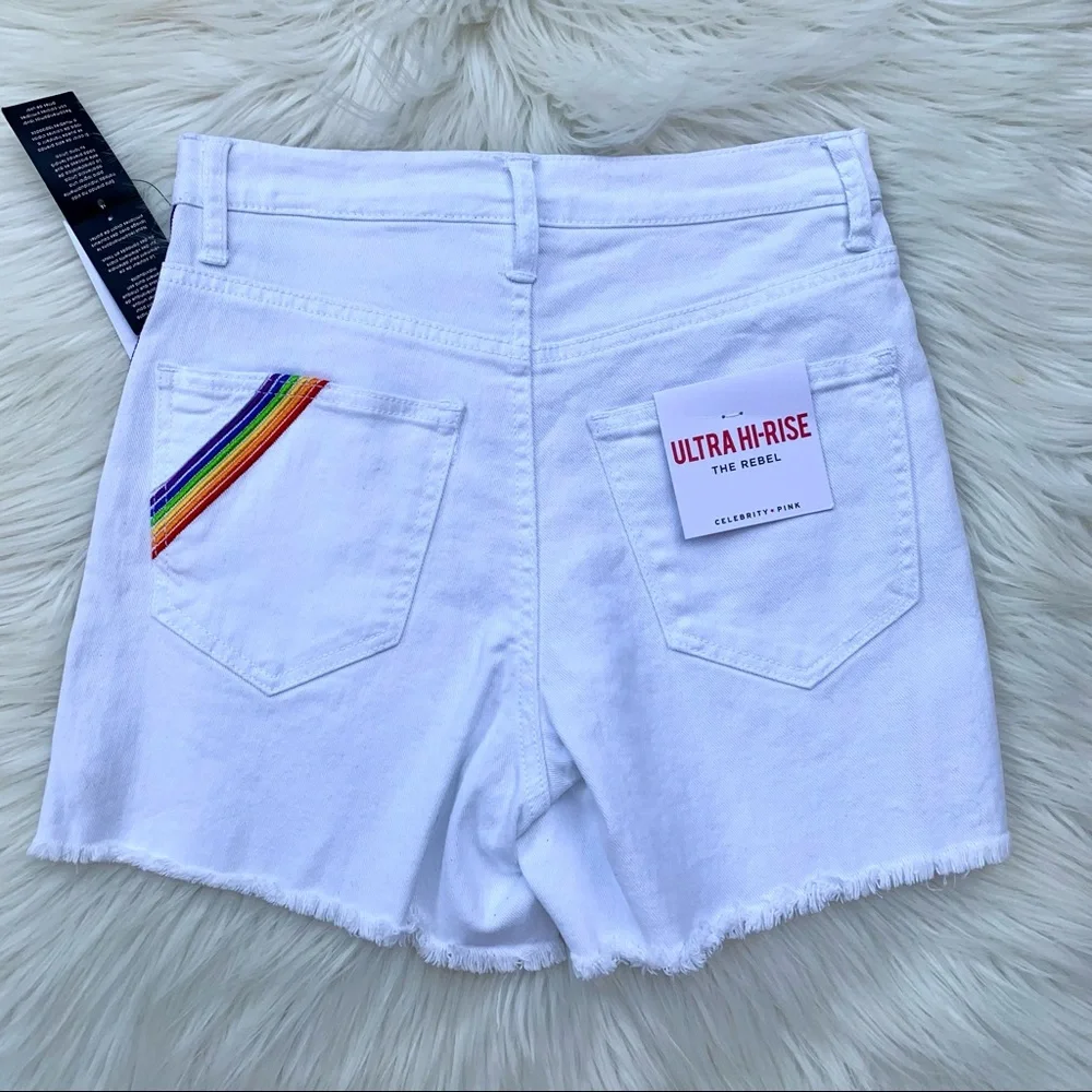 NWT Celebrity Pink Women’s White Ultra Hi-Rise Shorts Size 28 - Picture 6 of 9